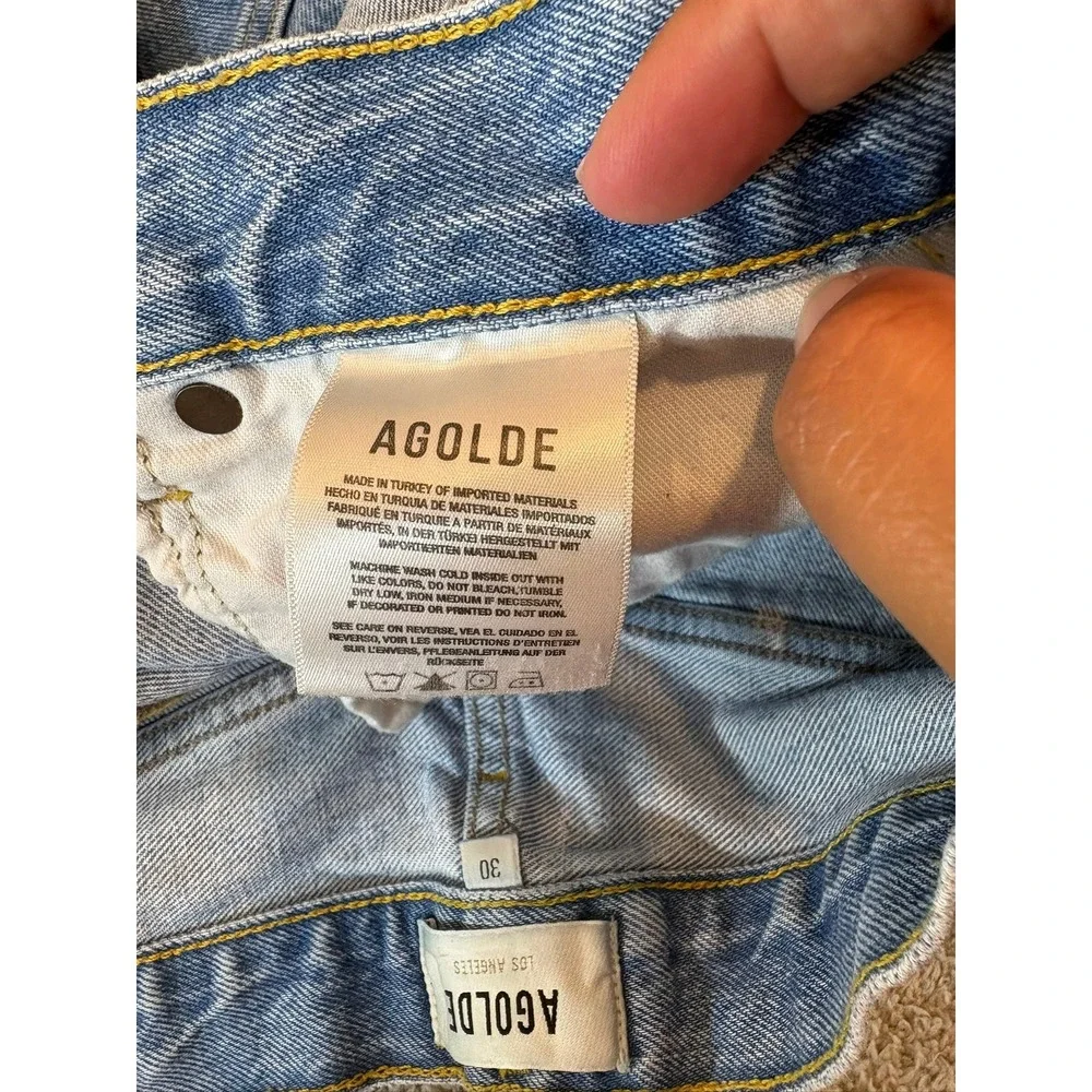 AGOLDE Parker Long Shorts Women 30/34 Swapmeet High Rise Distressed Denim Summer